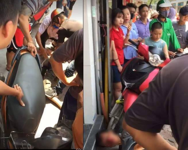 Nam thanh niên bị khống chế. Ảnh cắt từ video