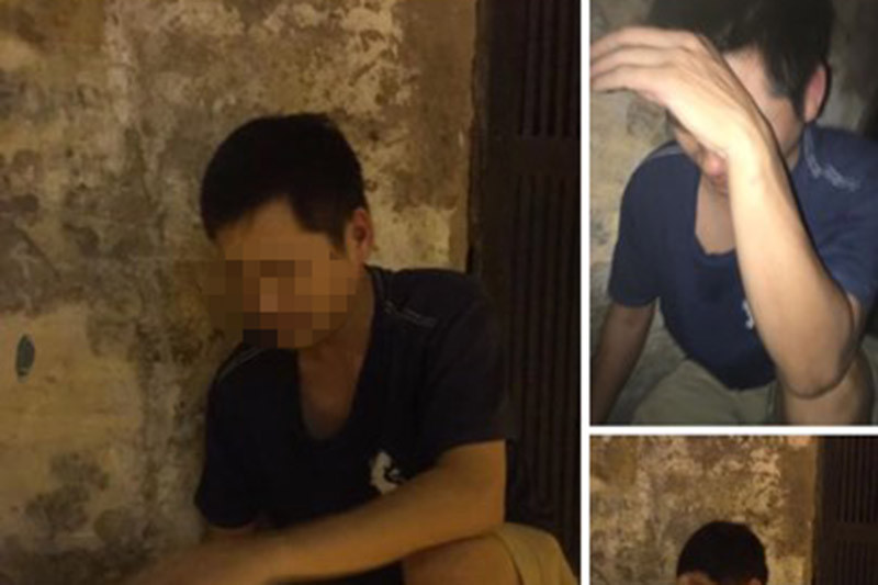 Người đàn ông bị người dân giữ lại chia sẻ trên mạng xã hội.