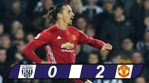 Ibrahimovic lập cú đúp, M.U dễ dàng đánh bại West Brom