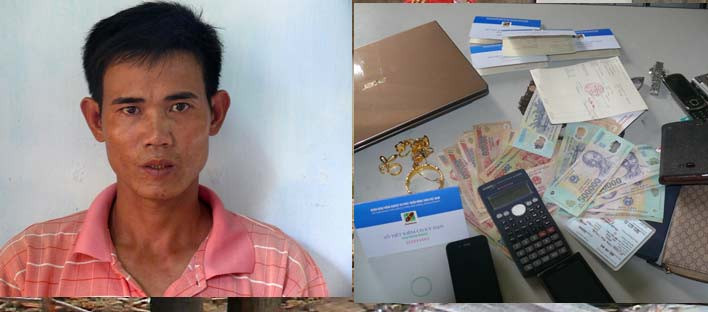 Đối tượng và tang vật bị thu giữ.