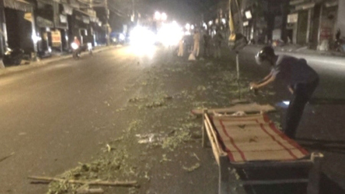 Hiện trường vụ tai nạn khiến bà bán rau tử vong tại chỗ.