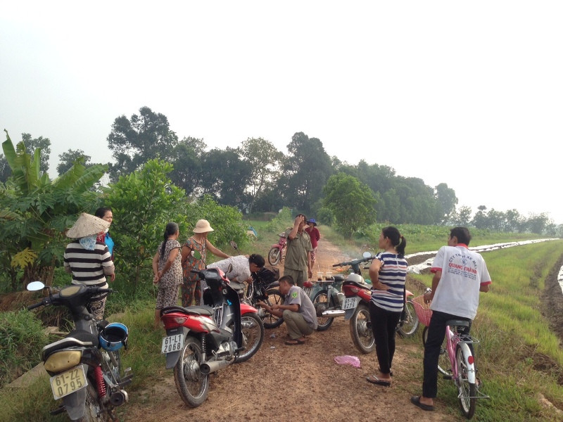 Hiện trường phát hiện thi thể bé sơ sinh.