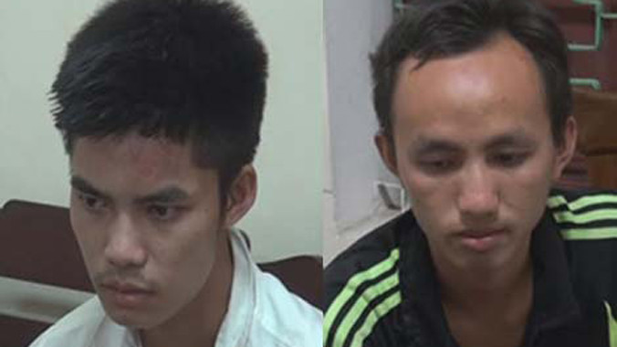 Hai đối tượng tại cơ quan điều tra.