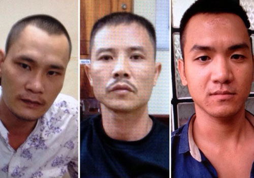 Ba bị can Bình (giữa) cùng Tuấn Anh, Thuận.