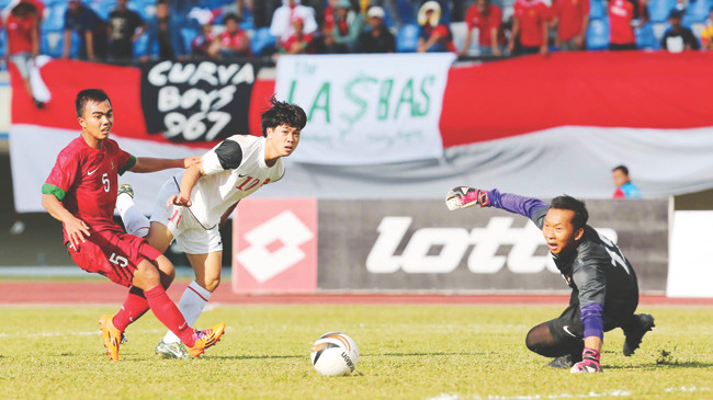 U19 Việt Nam rộng cửa vào bán kết sau chiến thắng quan trọng trước U19 Indonesia chiều qua. ảnh: VSI 