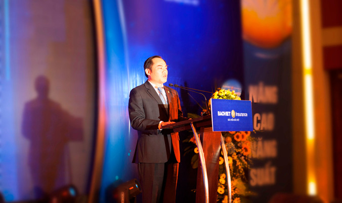 Ông Nguyễn Quang Phi, Tổng giám đốc Tập đoàn Bảo Việt phát biểu tại hội nghị.