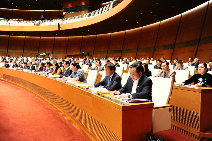 Đại biểu Quốc hội biểu quyết chiều 28/11. Ảnh: Như Ý.