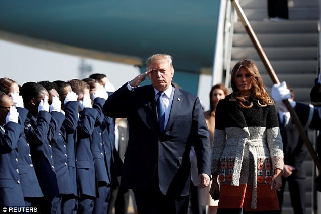 Tổng thống Mỹ Trump tới căn cứ không quân Yokota tại Nhật Bản. (Nguồn: Reuters)