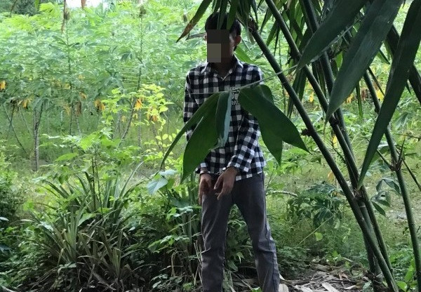 Đối tượng N. tại hiện trường vụ hiếp dâm