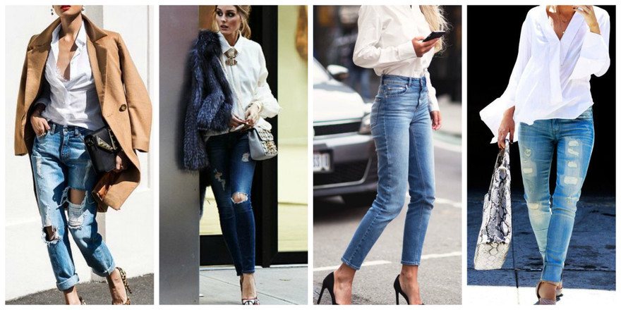 Muôn cách biến tấu cùng quần jeans-áo sơ mi trắng