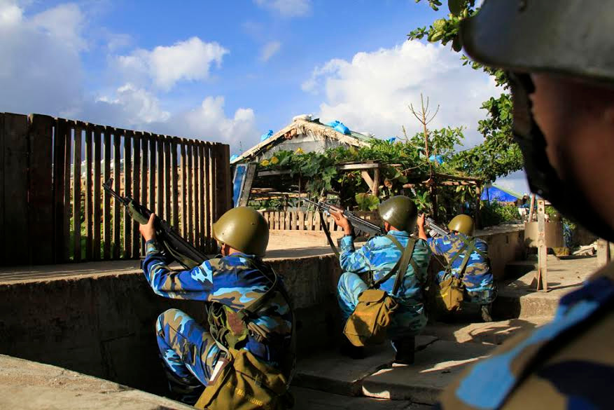 Cán bộ, chiến sĩ đảo Trường Sa Đông (Trường Sa, Khánh Hòa) diễn tập phương án tác chiến phòng không vào sáng 19/1.