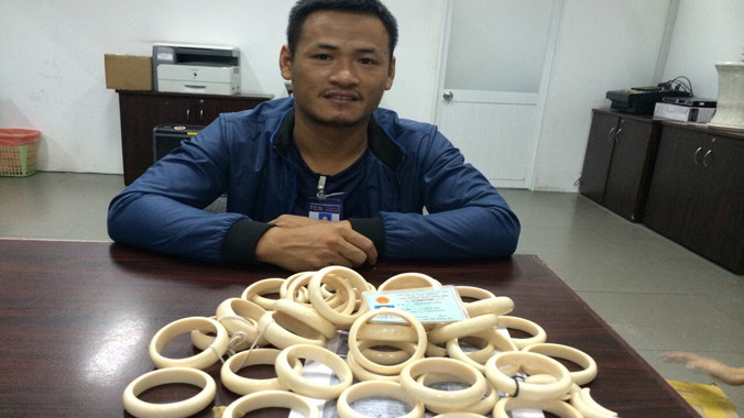 Các sản phẩm từ ngà voi bị bắt giữ.