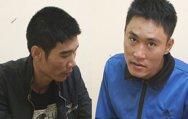 Đối tượng Nguyễn Mạnh Cường (trái) và Hoàng Mạnh Cường