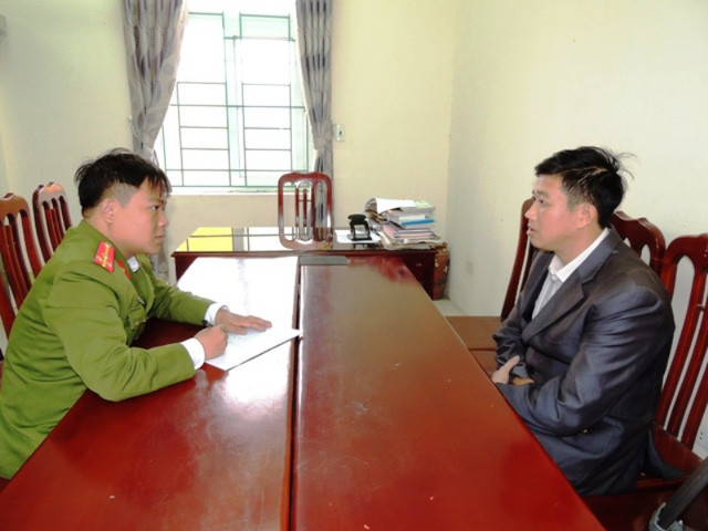 Đối tượng Lại Văn Điền tại cơ quan Công an. Ảnh: Công an Hà Nam