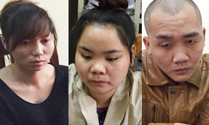 Lý, Linh và Trai tại cơ quan điều tra. Ảnh: C.A