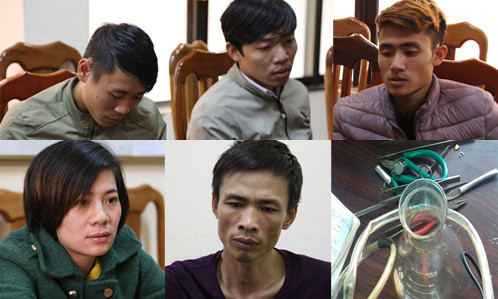 5 thanh niên làm giả vàng thật và tang vật