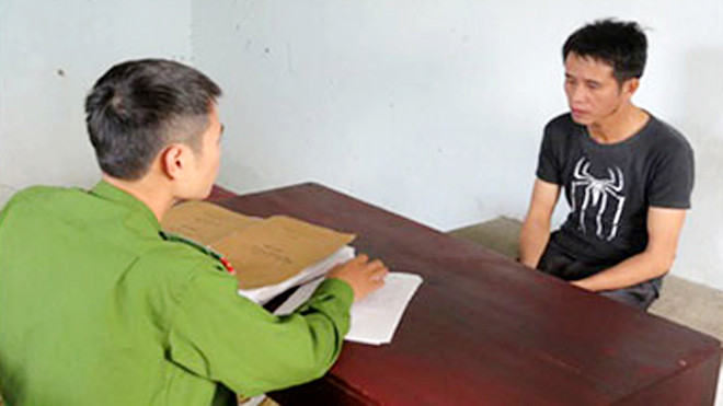 Phạm Quang Hai khai nhận tại cơ quan công an. Ảnh do công an cung cấp