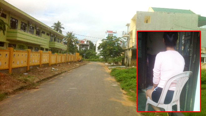 Cô giáo T. bị đâm vào "vùng kín", nhưng rất may chỉ trúng vào đùi, gần vùng kín, vết thương rách dài 10cm, bầm tím lớn và hiện trường nơi xảy ra vụ việc