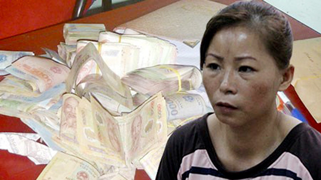 Đoàn Thị Cúc và tang vật. Ảnh: CTV 