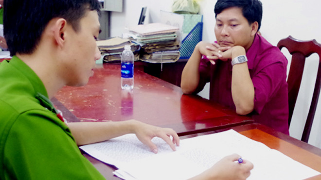 Hoàng Hải tại cơ quan điều tra. Ảnh: CTV