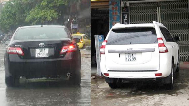 Chiếc Camry và Land Cruiser trùng biển số 36A - 12999 chạy trong nội thành TP. Thanh Hóa