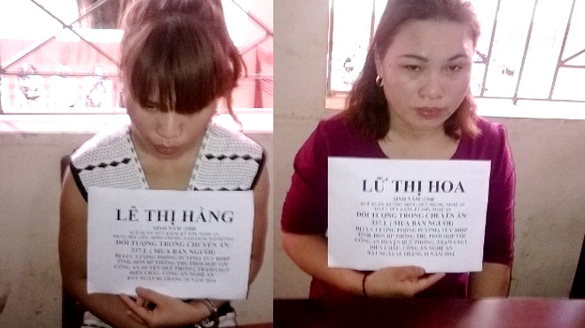 Hai nghi phạm Lê Thị Hằng và Lữ Thị Hoa