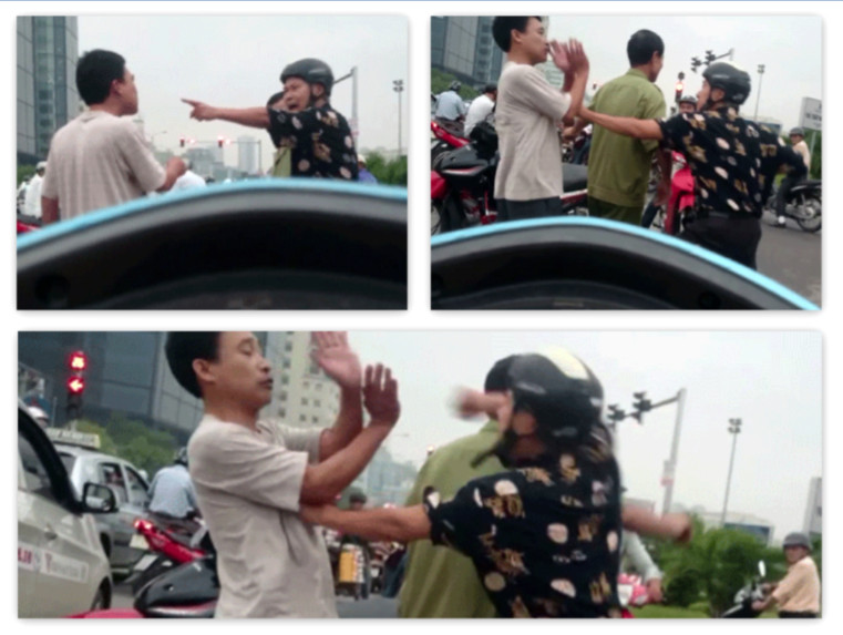 Diễn biến vụ cụ ông tấn công anh tài xế taxi - Ảnh: Nam Anh