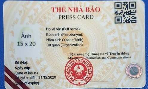 Chi tiết mẫu Thẻ Nhà báo mới, thời hạn 2016-2020