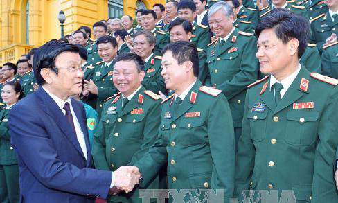 Chủ tịch nước Trương Tấn Sang với các đại biểu. Ảnh: Trọng Đức - TTXVN