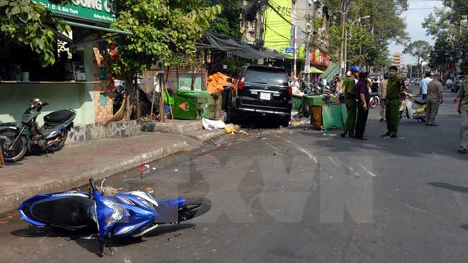 Hiện trường vụ tai nạn. Ảnh: Mạnh Linh/TTXVN.