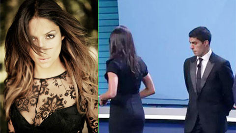 Luis Suarez đắm đuối nhìn vòng 3 của Melanie Winiger.