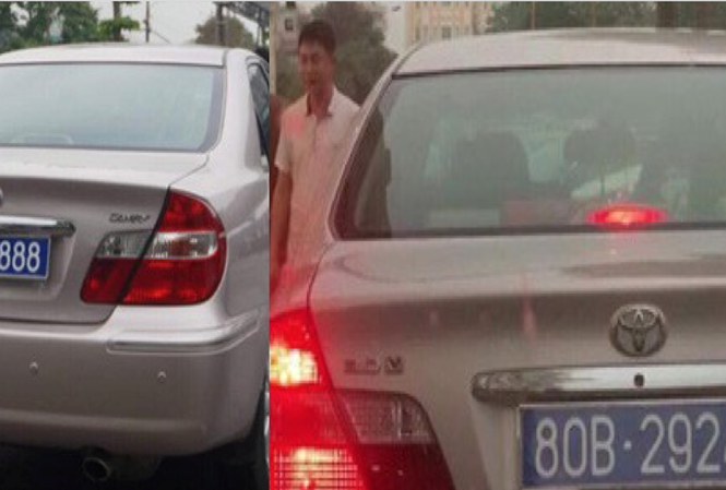Một chiếc xe có 2 biển xanh. Ảnh: Thanh Niên 