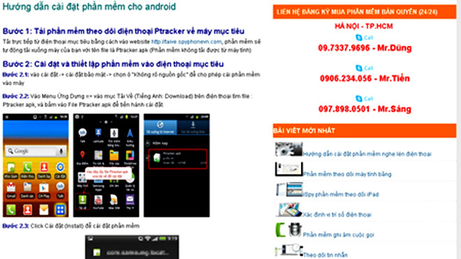 Phần mềm theo dõi điện thoại quảng cáo tràn lan trên mạng