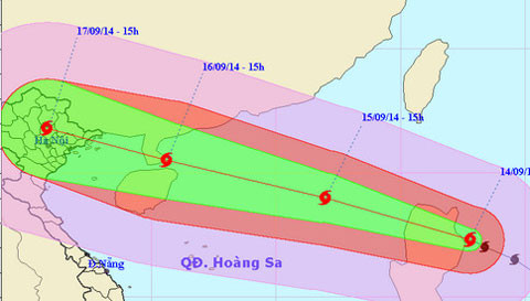 Đường đi của bão Kalmaegi (Ảnh: Nchmf.vn)