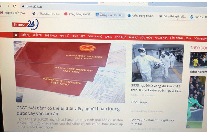 Trang tinmoi24 bị xử phạt vì trích dẫn sai nội dung dịch bệnh