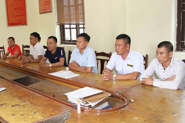 Nhóm đối tượng tại cơ quan công an. Ảnh: TTXVN