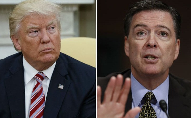 Tổng thống Mỹ Donald Trump (trái) và cựu Giám đốc FBI James Comey.
