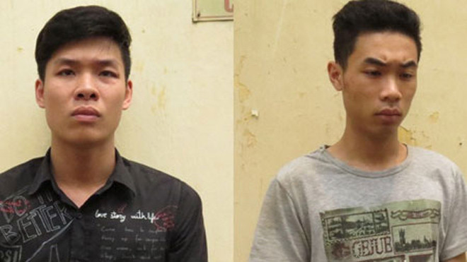 Nguyễn Duy Thành và Hoàng Gia Phúc tại cơ quan công an