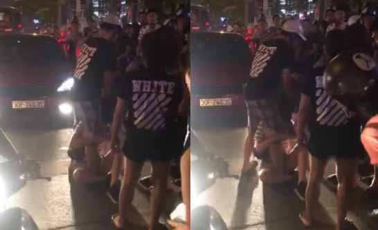 Hiện trường vụ đánh ghen. Ảnh cắt từ clip