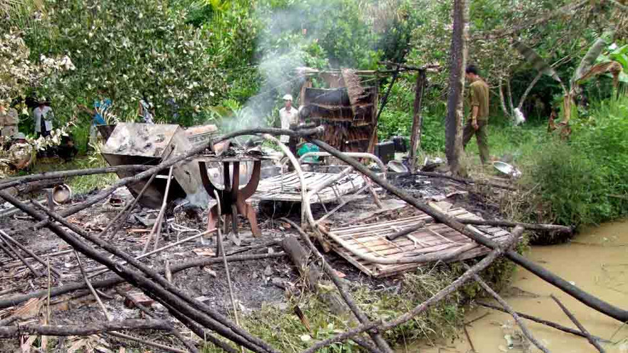 Hiện trường vụ cháy làm cụ Hồ Thị Lệ Hoa chết cháy.