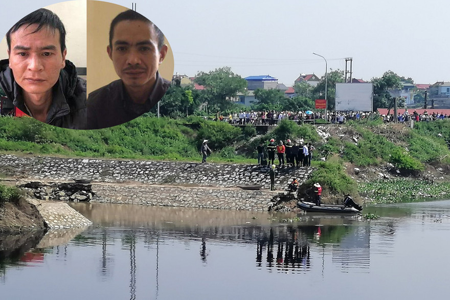 Thi thể nữ sinh được tìm thấy sau hơn 3 ngày mất tích và hai nghi phạm trong vụ án (ảnh nhỏ).