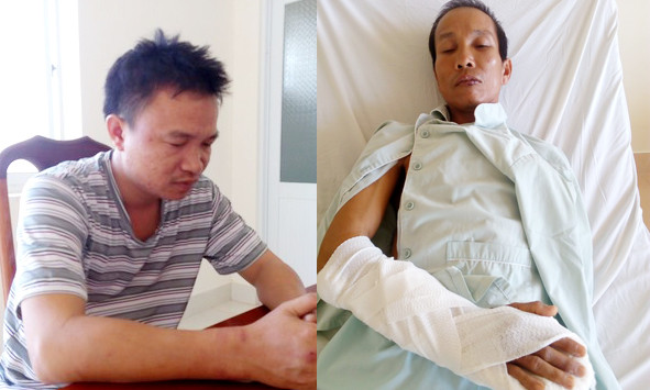 Đối tượng Bùi Duy Long (bên trái) và nạn nhân