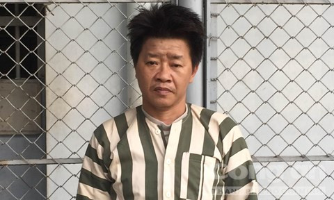 Đối tượng Nguyễn Thanh Tâm tại cơ quan công an - Ảnh: Thiên Long