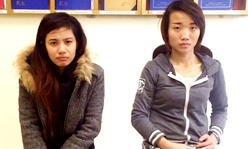 Vũ Hải Ly và Nguyễn Thủy Tiên cùng tang vật bị thu giữ