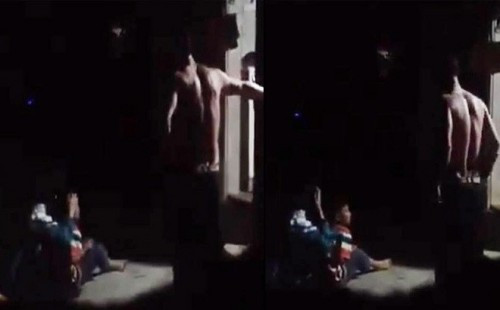 Ảnh cắt từ clip bạo hành