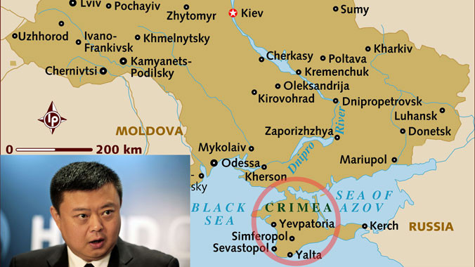  Tỷ phú Trung Quốc Wang Jing (người từng đề xuất xây kênh đào dọc Nicaragua) đang muốn đầu tư 10 tỷ USD xây dựng cảng nước sâu, sân bay, nhà máy đóng tàu… ở Crimea. Ảnh: Bloomberg