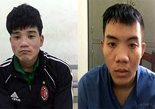 Hai đối tượng tại cơ quan công an.