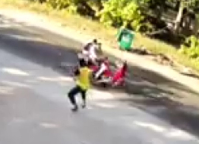 Hiện trường vụ việc. Ảnh do camera ghi lại