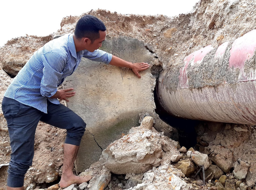 Một vị trí bị hỏng nghiêm trọng tại Kênh Plei Keo