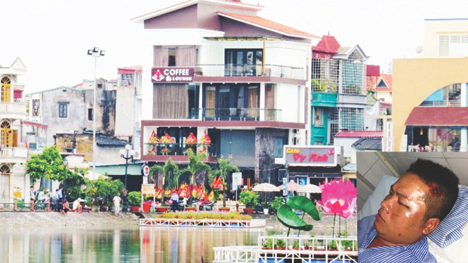 Quán Cà phê nơi xảy ra vụ đấu súng của giang hồ đất cảng (ảnh lớn). Nguyên “béo” tại bệnh viện trước khi bị bắt (ảnh nhỏ) 